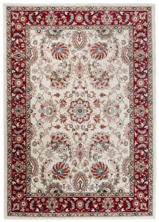 Tapiso Alfombra de sal&oacute;n cl&aacute;sica crema rojo marr&oacute;n gris flores 250x350