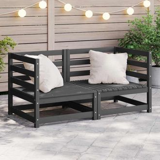vidaXL Vidaxl - Sof&aacute;s De Esquina De Jard&iacute;n 2 Uds Madera Maciza De Pino Gris
