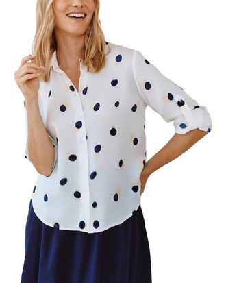 Bella Dahl Clean Split Back Button-Down Silk-Blend Shirt