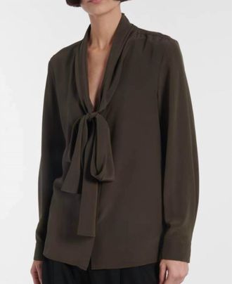 Nili Lotan Angelique Silk Blouse In Loden