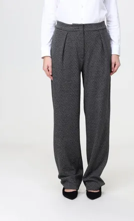 Emporio Armani Pantaloni wide leg in misto cotone con motivo chevron