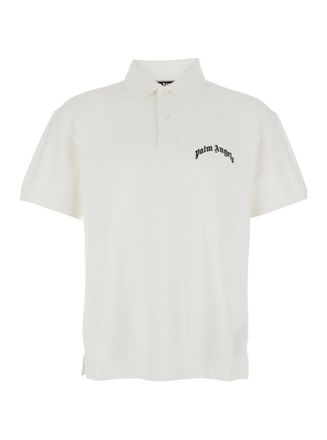 Palm Angels White Logo Shirt Collar Polo