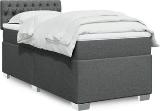 vidaXL Vidaxl - Cama Box Spring Con Colch&oacute;n Tela Gris Oscuro 80x200 Cm