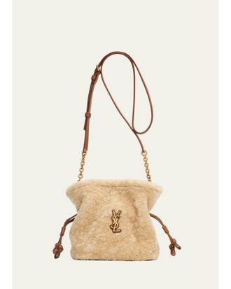 Saint Laurent Jamie Mini YSL Shearling & Leather Shoulder Bag