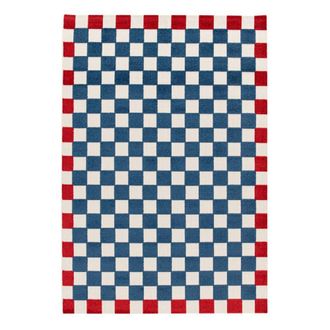 Sweeek Alfombra interior/exterior de cuadros azul y rojo