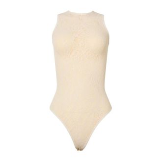 Wolford Bodysuit met grafische rozenprint en ronde hals - Dames - Bodies - Beige - S - Katoen - Tops