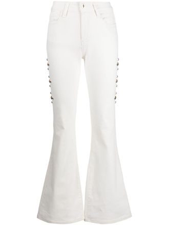 Madison.Maison stud-embellished flared jeans - White