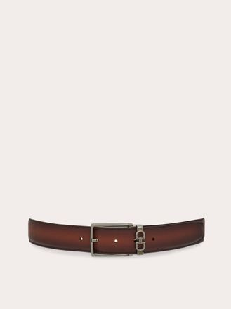 Ferragamo Men Reversible and adjustable Gancini belt Brown