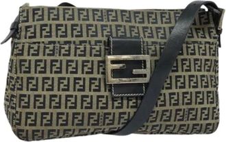 Fendi Pre-owned Shoulder Bags, female, Multicolor, Size: ONE SIZE Pre-owned Vintage Zucchino Canvas Shoulder Bag