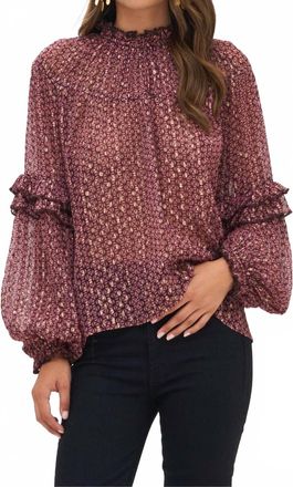 Oliphant Ruffle Sleeve Lurex Blouse In Morocco Petal Pink With Gold