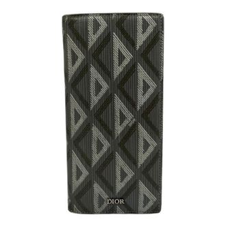 Dior Gray Leather Long Wallet (Bi-Fold) (Pre-Owned)