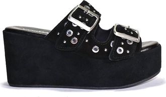 Cordani Womens Jayne Platform Wedge Slide Sandal In Black Suede