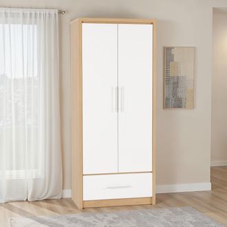 Seconique Seville 2 Door 1 Drawer Wardrobe in White