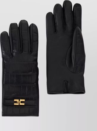 Elisabetta Franchi crocodile pattern gloves gold-tone hardware