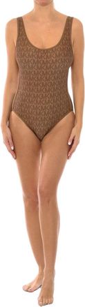 Michael Kors Scoopneck Badpak - Dames - Badpakken - Bruin - S - Nylon - Badmode