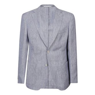 Eleventy Blazers, male, Blue, Size: L Linen Jacket