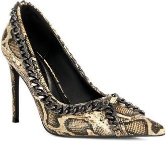 Azalea Wang Ravelle Faux Snakeskin Pump in Beige Multi at Nordstrom, Size 7.5