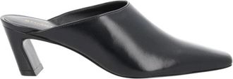 Stuart Weitzman Stasso Square Toe Mules - Dames - Muiltjes - Zwart - 36 EU - Leer - Schoenen