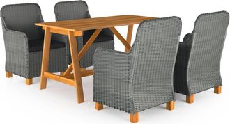 vidaXL Juego De Comedor Para Jard&iacute;n De 5 Piezas Gris Claro Vidaxl