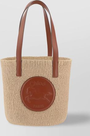 Chlo&eacute; raffia horse medal shoulder bag