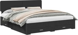 vidaXL Bed Frame with Headboard Black 200 x 200 cm Engineered Wood vidaXL