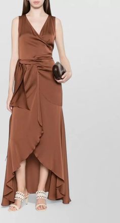 Nouvelle/Silk95Five silk v-neck draped sleeveless knot-detail maxi dress