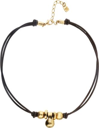 UNOde50 Leather Necklace with Three 18K Gold-Plated Dials at Nordstrom