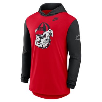 Nike Georgia Campus Legacy Nike Mens Dri-FIT College Long-Sleeve Hooded T-Shirt in Red | 01NB064YUGV-CNJ
