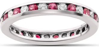 Pompeii3 1 1/2ct Ruby & Diamond Eternity Ring 14K White Gold Size Selectable