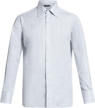 Tom Ford check-print cotton shirt - men - Mother of Pearl/Cotton - 45 - Grey