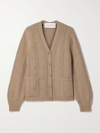 Valentino Garavani Cardigan In Lana - Marrone