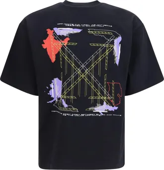 Off-white Mens Archigeography Arrow Skate T-Shirt Black Cotton T-Shirts And Polos