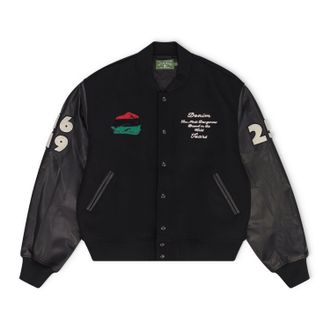 Denim Tears Black Peace Wreath Varsity Jacket