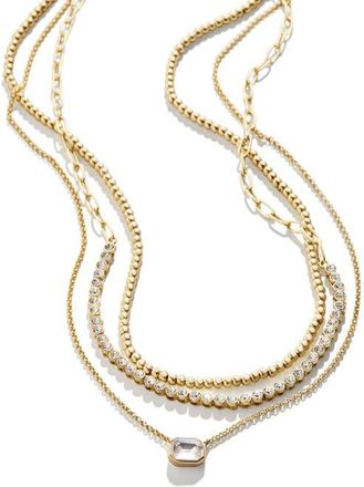 BaubleBar Kenna Multistrand Necklace in Clear/gold at Nordstrom
