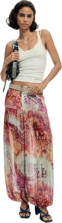 Desigual pantaloni harem stampati bordeaux-Rosso