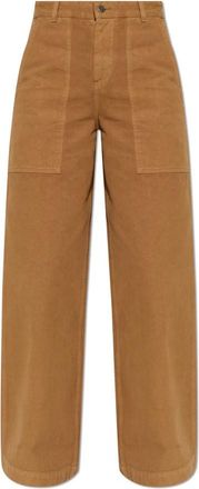 Moncler Wijde pijpen broek - Dames - Wijde Broeken - Bruin - XS - Katoen - Broeken