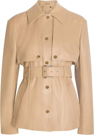 Sportmax Detachable Sleeve Leather Jacket - Beige - 10 (UK10 / S)