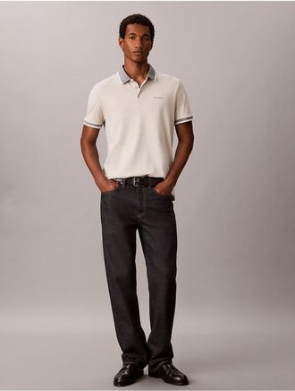 Calvin Klein Mens Liquid Touch Tipping Stripe Polo Shirt - White - 2XL