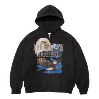 SUPREME x MM6 Maison Margiela Eagle Zip Up Hooded Sweatshirt Black SUP-SS26-101-BLK