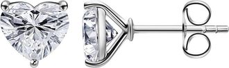 Diamond2Deal 5 Ct Heart Cut Lab Grown Diamond Stud Earrings 14k White Gold VS Clarity, F-G Color