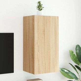 vidaXL Vidaxl - tv Wall Cabinet with led Lights Sonoma Oak 40.5x35x80 cm