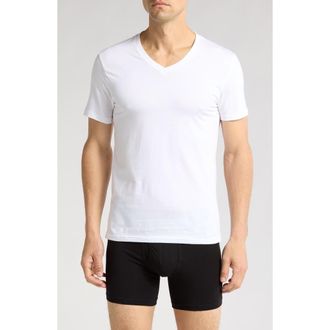 Nordstrom Rack Stretch Cotton Slim Fit 3-Pack V-Neck Undershirts in White at Nordstrom Rack, Size Small