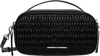 Calvin Klein Tassen, Dames, Zwart, ONE Size, Leer, Zwarte vegan lederen crossbody cameratas