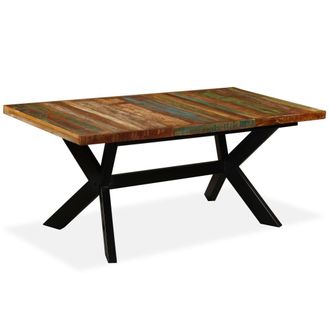 vidaXL Vidaxl - Mesa De Comedor Madera Maciza Reciclada Y Acero Cruzado 180 Cm