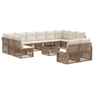 vidaXL Conjunto De Sof&aacute;s De Jard&iacute;n 13 Pcs Beige Rat&aacute;n Sint&eacute;tico Vidaxl