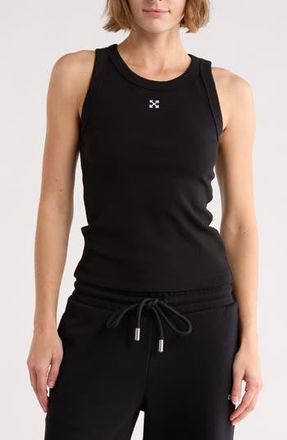 Off-white Fitted Ribbed Crop Tank in Black Night at Nordstrom Rack, Size Large