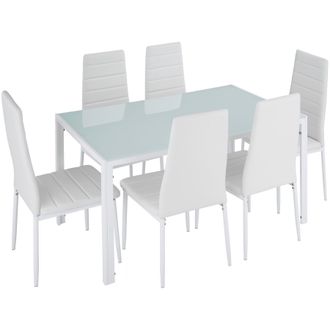 TecTake Dining Table & Chairs Brandenburg in White