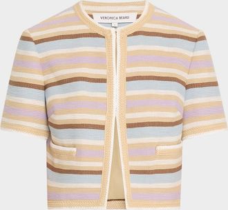 Veronica Beard Wyatt Striped Short-Sleeve Jacket