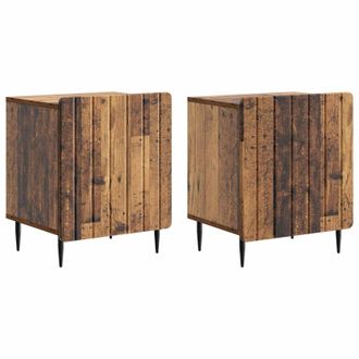vidaXL Armario De Noche 2 Pcs Madera Envejecida 43 X 34,5 X 52 Cm Vidaxl