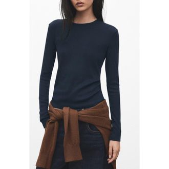 Mango Crewneck Top in Night Blue at Nordstrom, Size Xx-Large